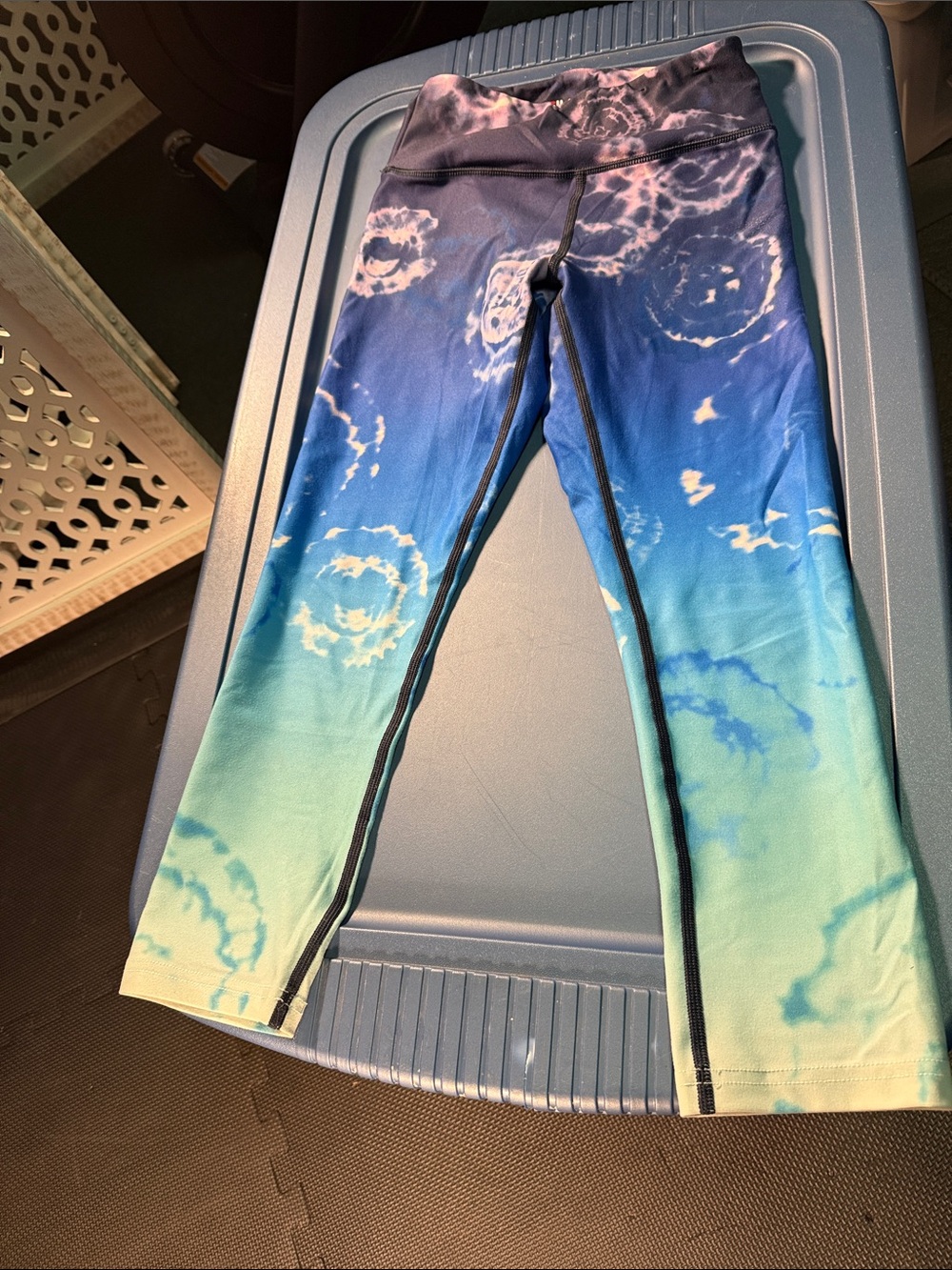 FILA Girls Blue-to-Teal Gradient Tie-Dye Leggings